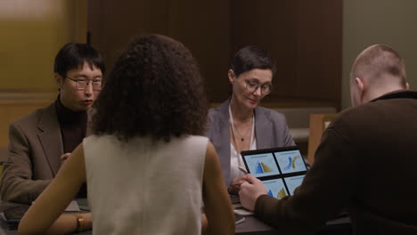 business meeting with presentation and discussion