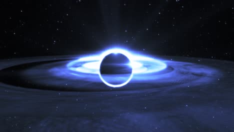 animation of a blue supermassive black hole on outer-space