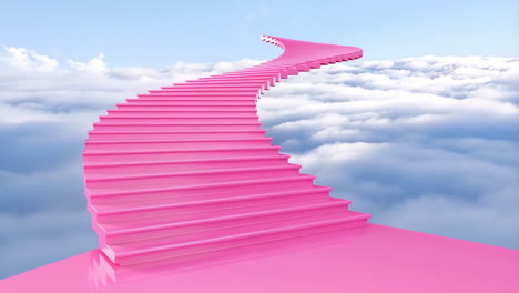 pink staircase ascending to the clouds in the sky