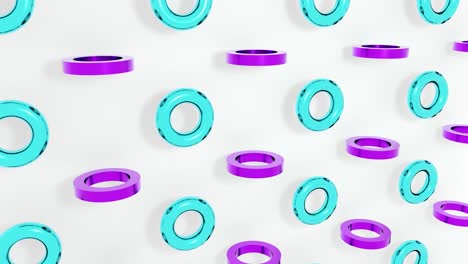 conjunto abstracto de diferentes círculos de color animación 3d. 4k imágenes de bucle sin costuras.