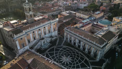 Vista-Aérea-Sobre-La-Plaza-Del-Campidoglio.-Roma,-Italia