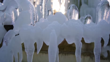 frozen fountain in winter