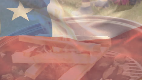 animación de la bandera de chile sobre la parrilla