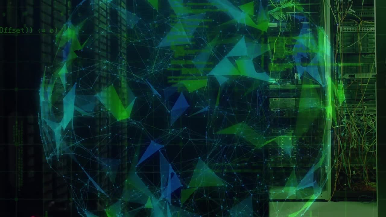 animación del globo y procesamiento de datos sobre fondo negro