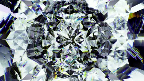 vidro de diamante cintilante ou caleidoscópio rotativo de loop sem costura. caleidoscápio