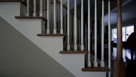 a set of stairs cutting across frame with low light