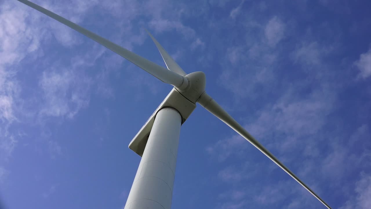 A Wind Turbine Converts Kinetic Energy Into Premium stock video - A wind turbine is a device that converts the wind