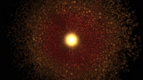 bright central object emitting matter in a sphere