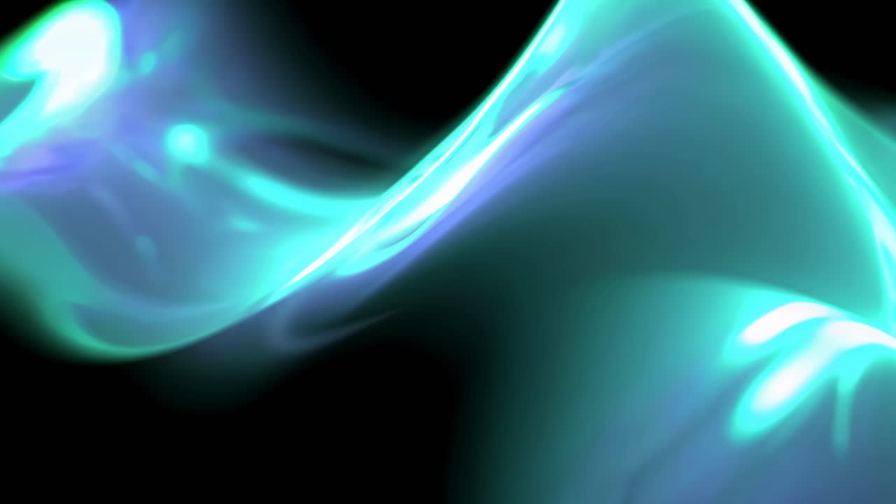 Abstract video of flowing neon waves in a dark space, captured from a low-angle, showcasing vibrant