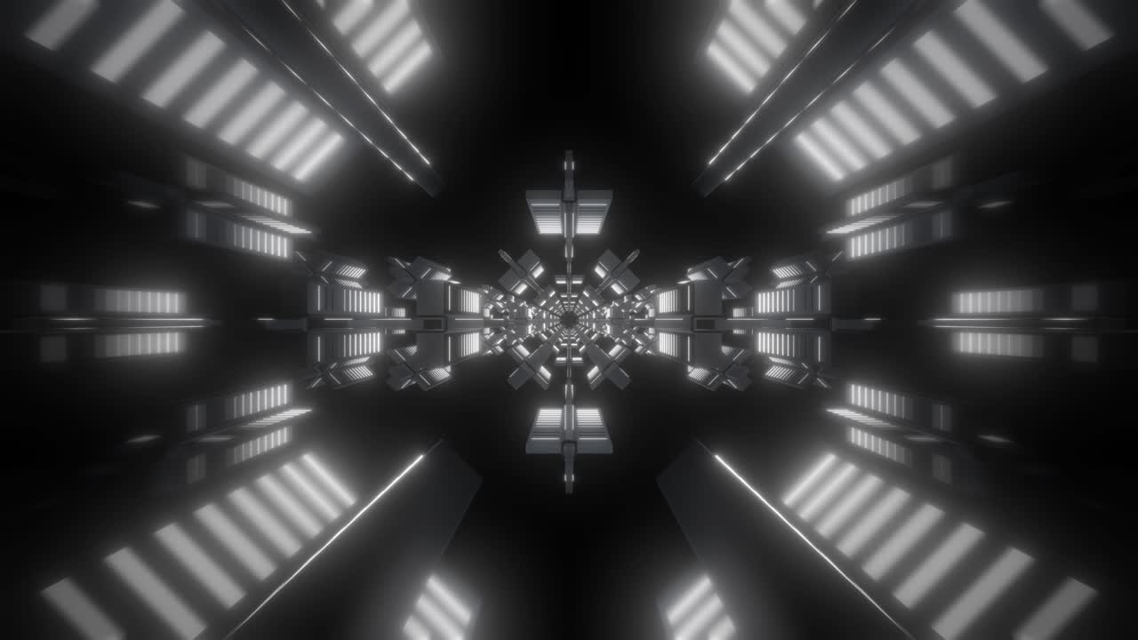 Abstract Futuristic Tunnel with Glowing Lines