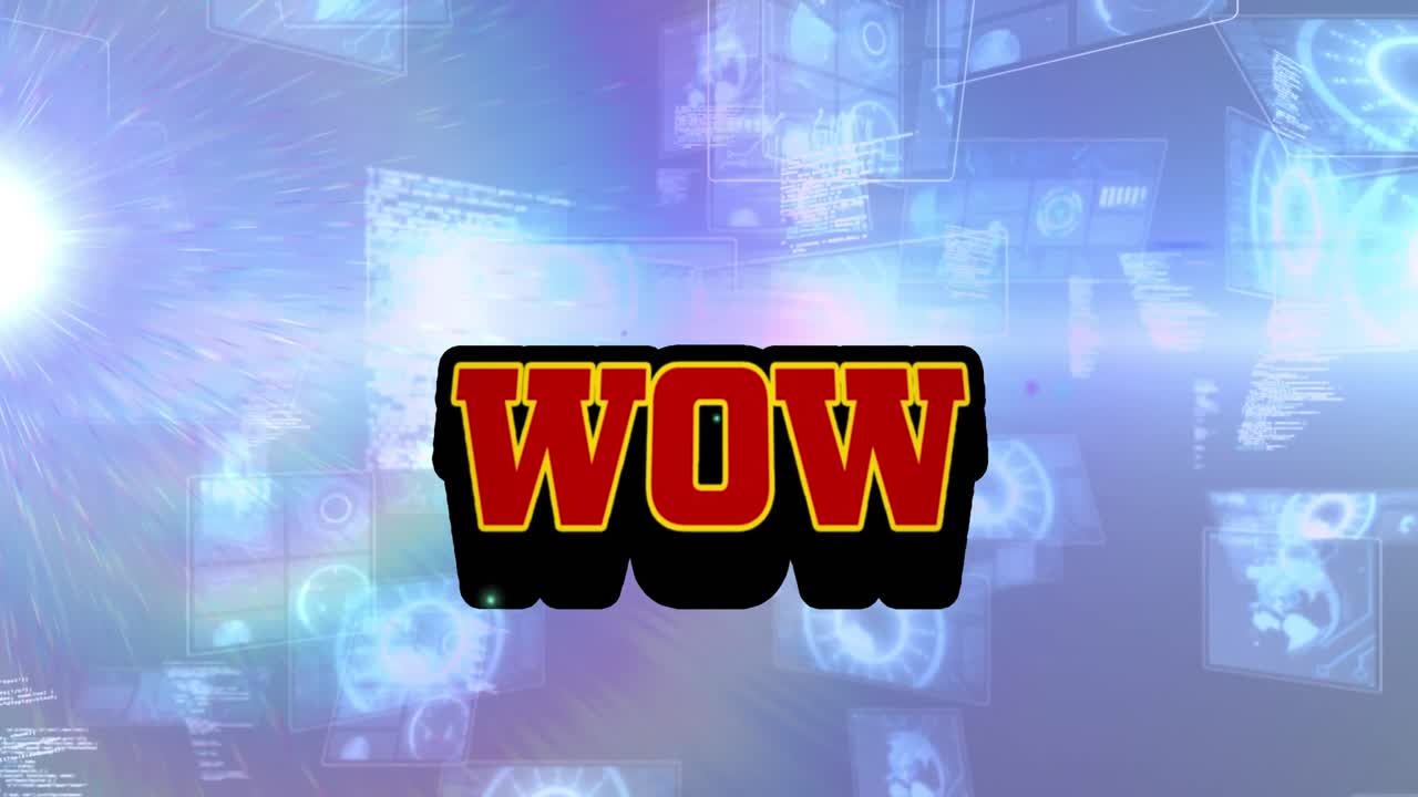 범위 스캐닝과 데이터 처리의 wow 텍스트의 애니메이션