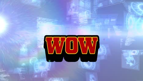 animación del texto wow sobre el escaneo del alcance y el procesamiento de datos