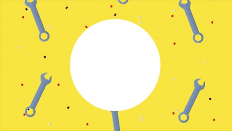 happy labor day celebration with wrench in circular frame