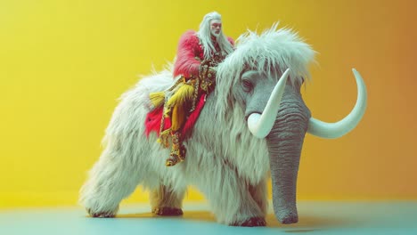 man riding a mammoth