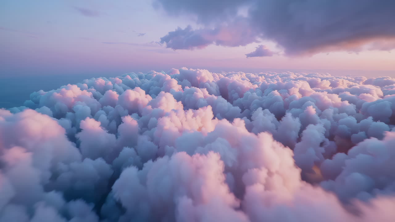 해가 지는 동안 구름 을 한눈에 볼 수 있는 멋진 공중 풍경