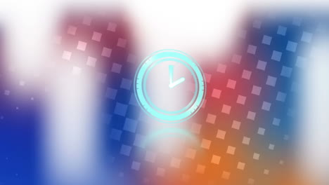 animation of clock moving fast on digital colorful background