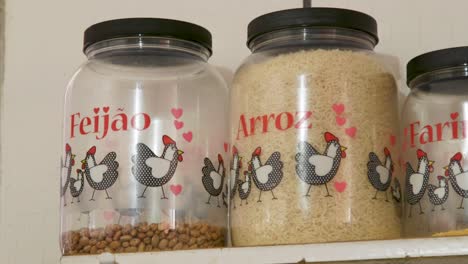 rice and beans inside jars in brazil