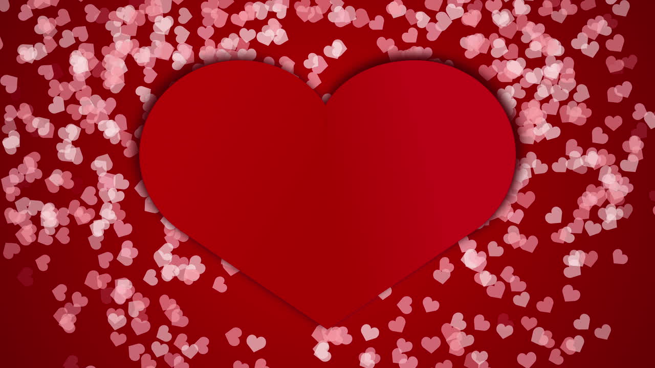 Background video with big red love heart. Movement of pink hearts. Screensaver for a romantic holiday.