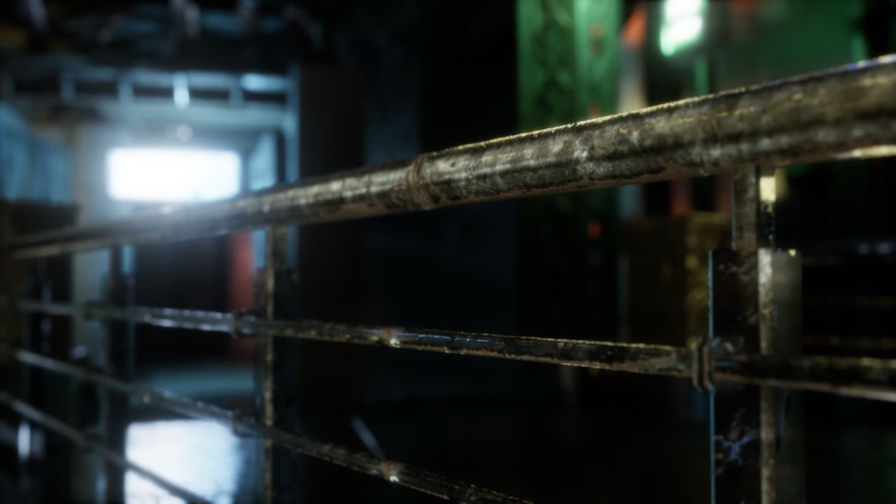 밤에 비가 내리면서 격리된 빈 도시 거리