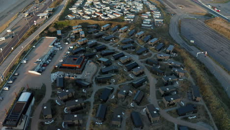 An-aerial-view-of-a-holiday-resort-in-Qurios,-Zandvoort,-Netherlands