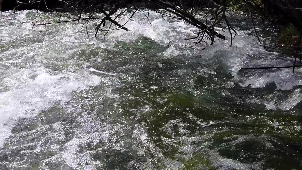 Fast flowing water in a mountain stream