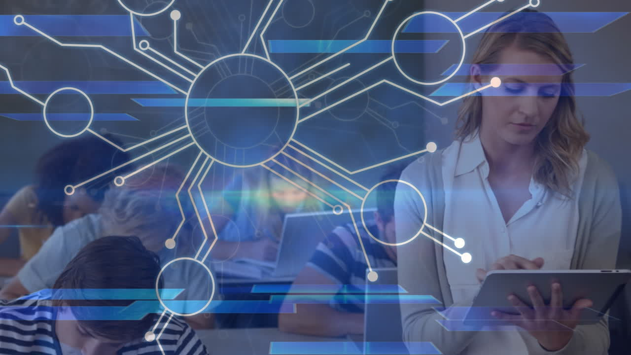 animación de la red de conexiones sobre los estudiantes en el aula