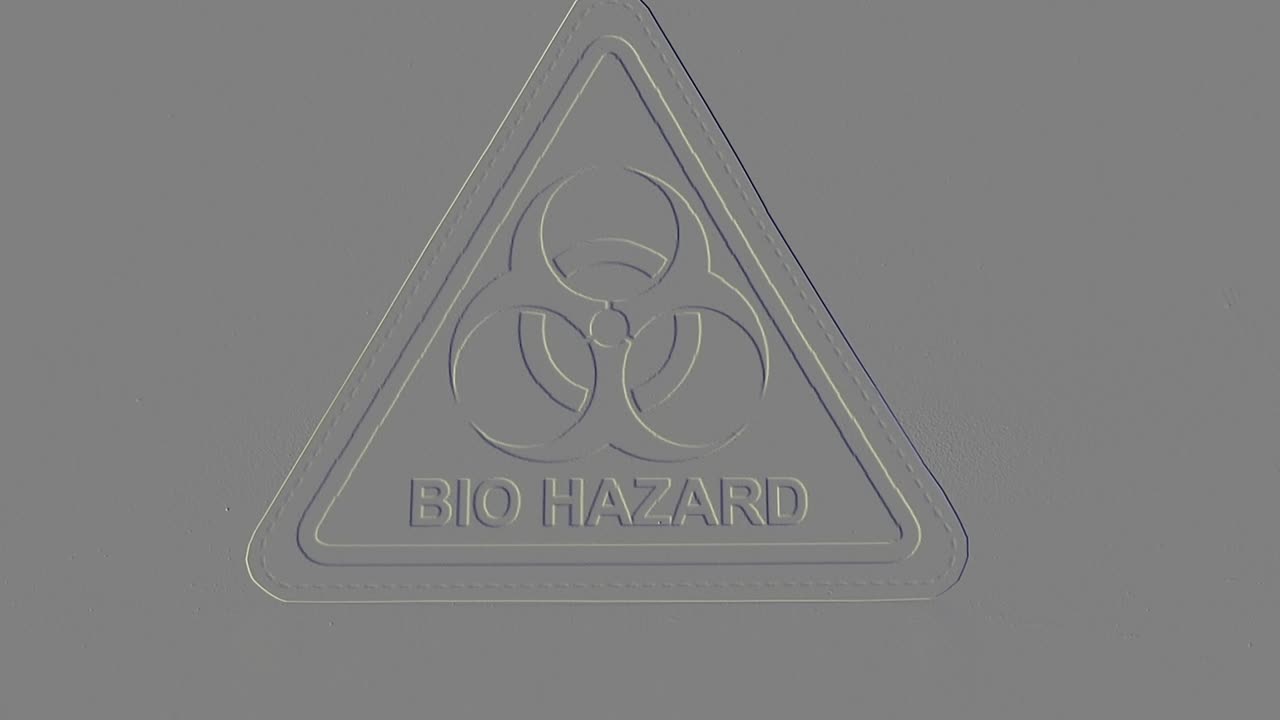 приближение к знаку биологической опасности, рельефный эффект