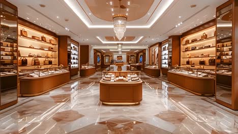 luxurious jewelry and handbag boutique interior