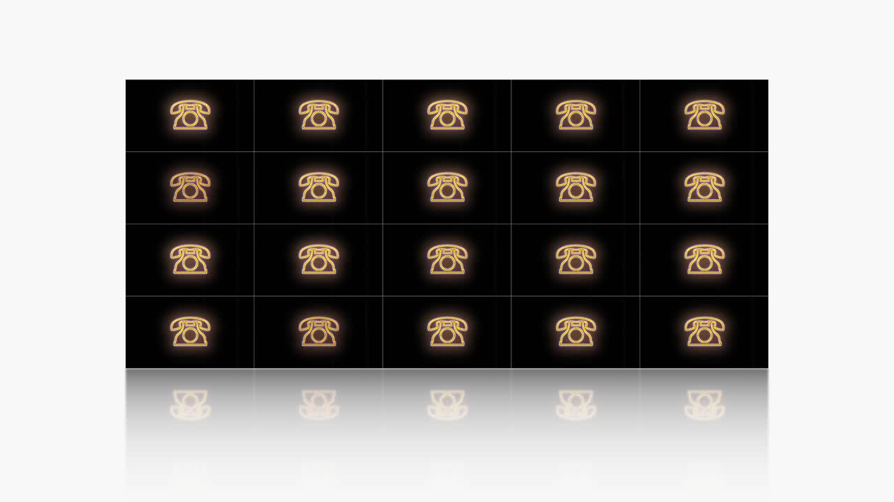 patrón de teléfono vintage amarillo neón pulsante en filas 2