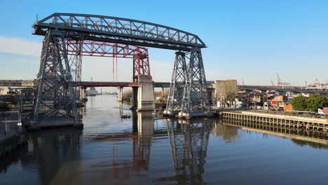 static view of puente transbordador and still water in buenos aires