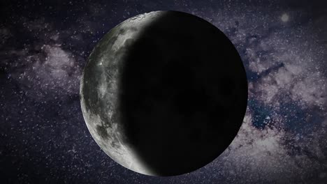Kontinuierliche-Animationsschleife-Aller-Mondphasen-Mit-Dem-Hintergrund-Der-Milchstraße