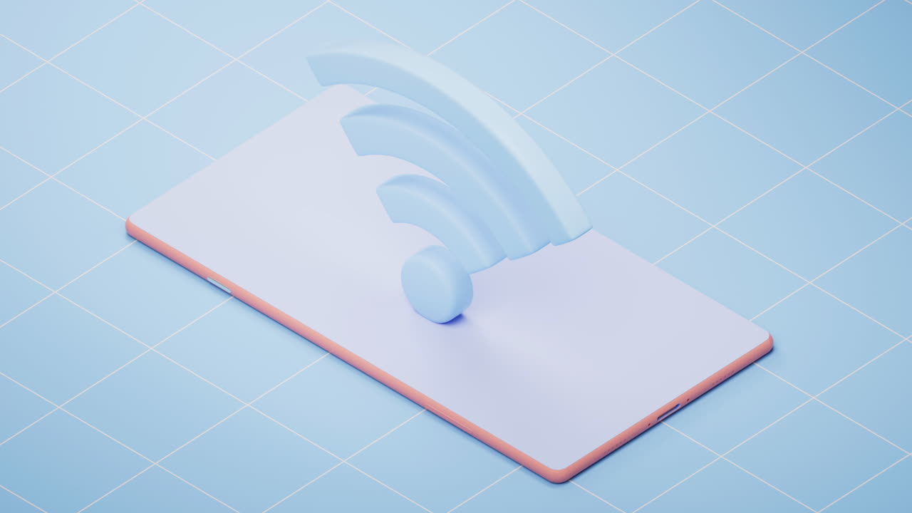 Wireless network technology with wifi sign, 3d rendering.