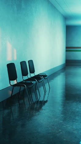 empty chairs in a flooded waiting room