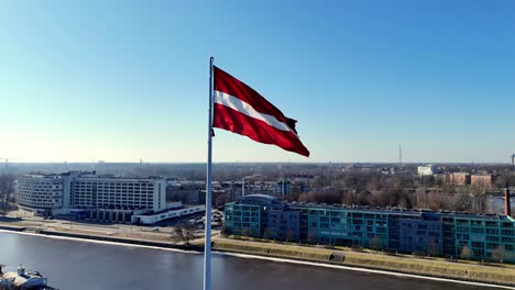 riga, the capital of latvia, is a common place to see the latvian flag flying