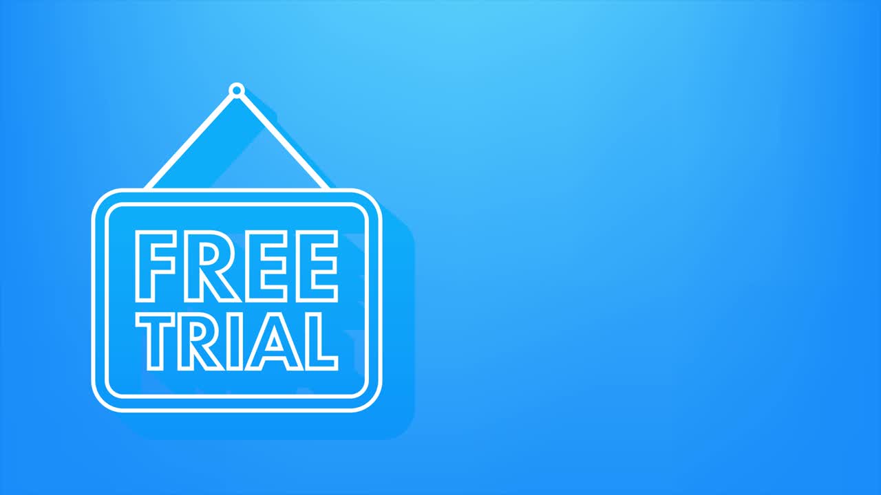 banner plano de prueba gratuito. publicidad de productos. diseño web. símbolo, signo. gráfico de movimiento