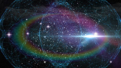 video de puntos y halo sobre luces y espacio