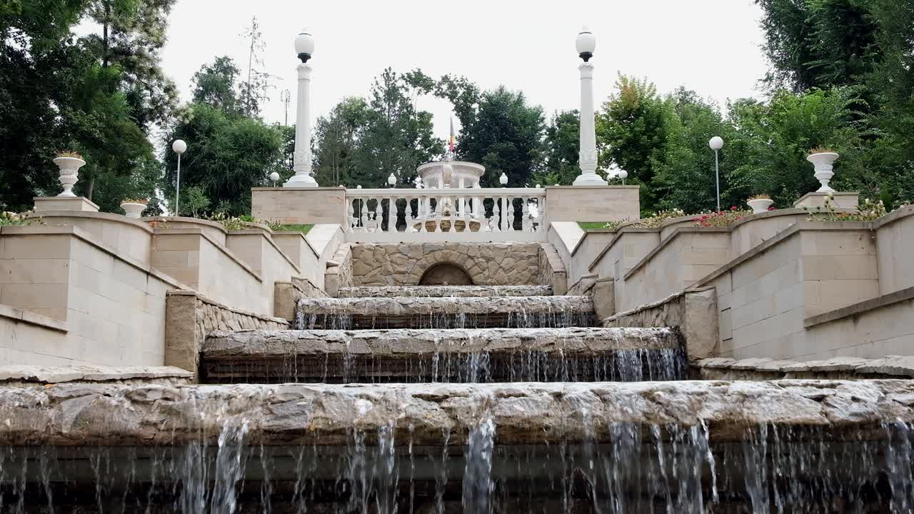 Scenic Waterfall Fountain in Garden