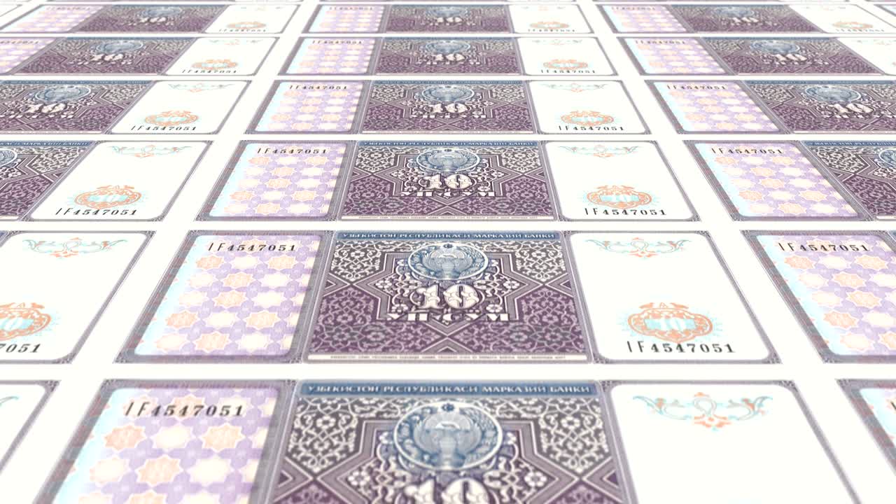 10 우즈베키스탄 의 지폐, 현금, 루프