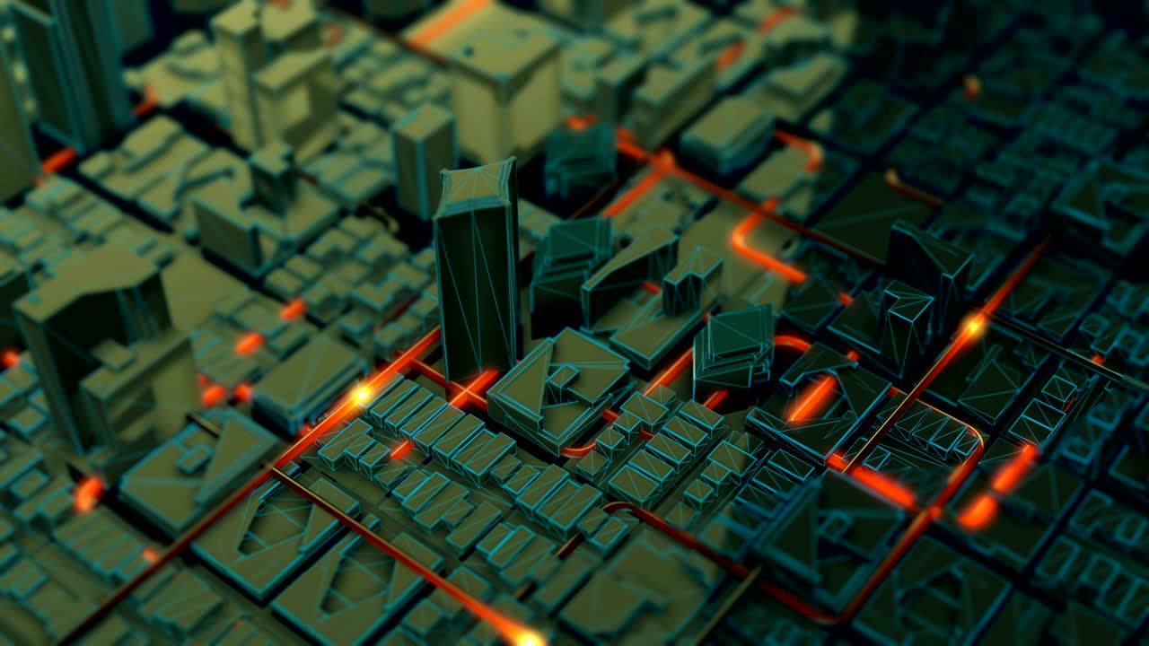 Artificial Intelligence data engineering transmission futuristic abstract technology development computer digital network visualization 3D video loop animation