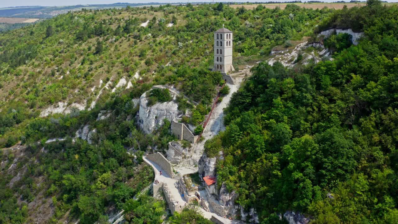 Aerial view of orthodox monasteries. Aerial view of historical orthodox monasteries on the top of cliffs