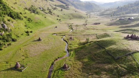 river flowing through a large karstic depression where people live traditionally like long time ago