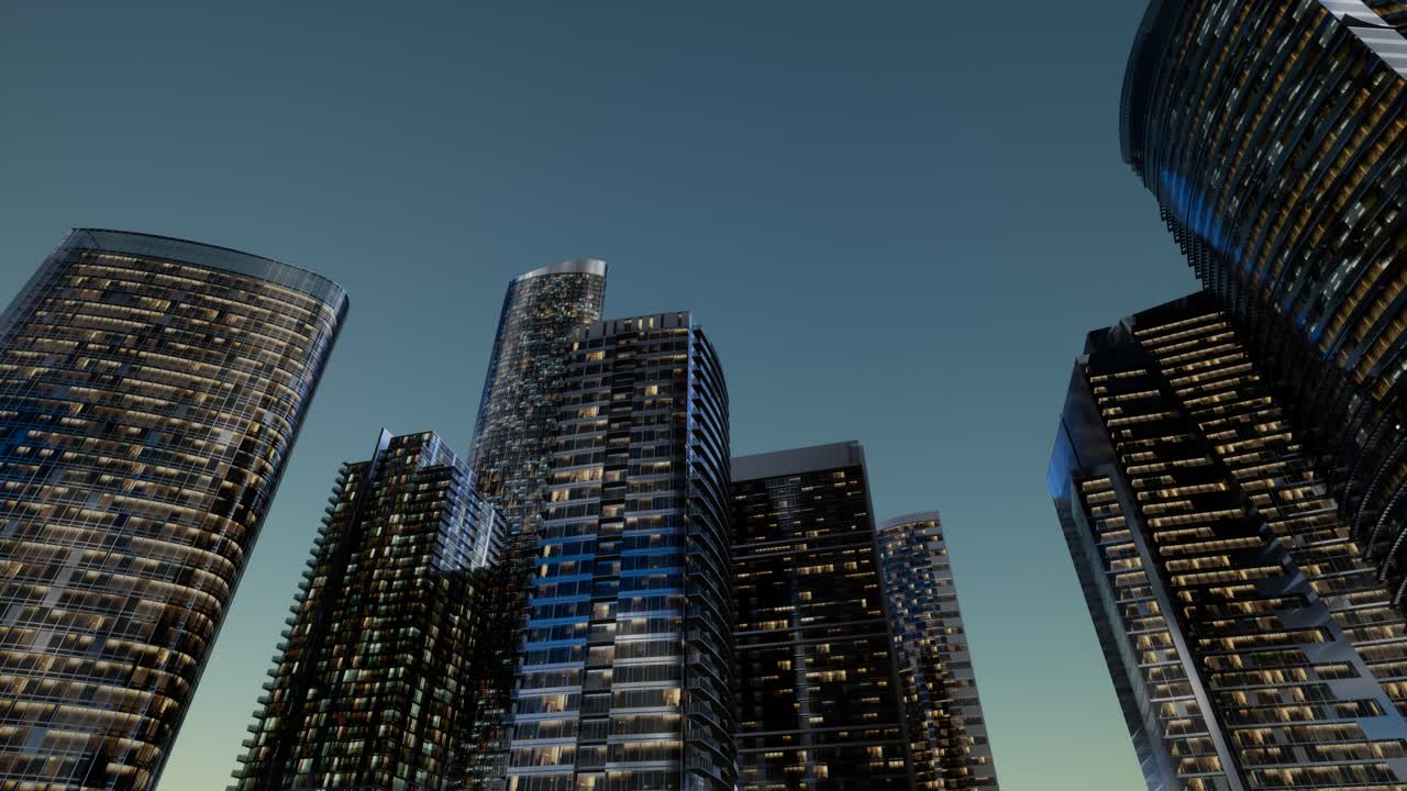 rascacielos de la ciudad por la noche