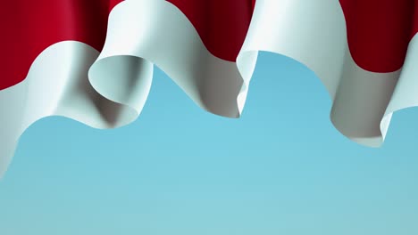 ondeando la bandera de indonesia en el cielo azul para el diseño de la bandera. fondo animado con la bandera nacional de indonesia ondeando. diseño patriótico festivo. vacaciones indonesias. bucle sin costuras