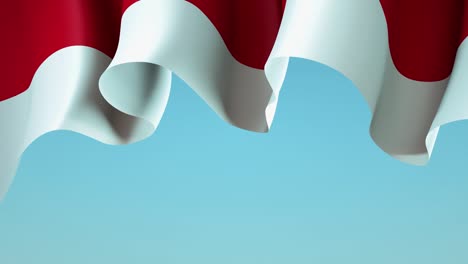 waving indonesia flag on blue sky for banner design. animated background with waving national flag of indonesia. festive patriotic design. indonesian holidays. seamless loop