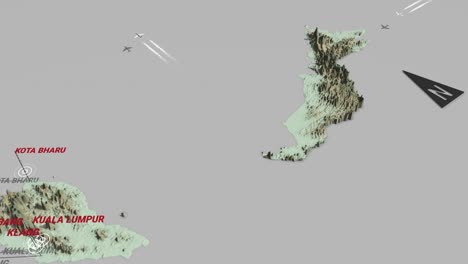 mapa del terreno en 3d de malasia