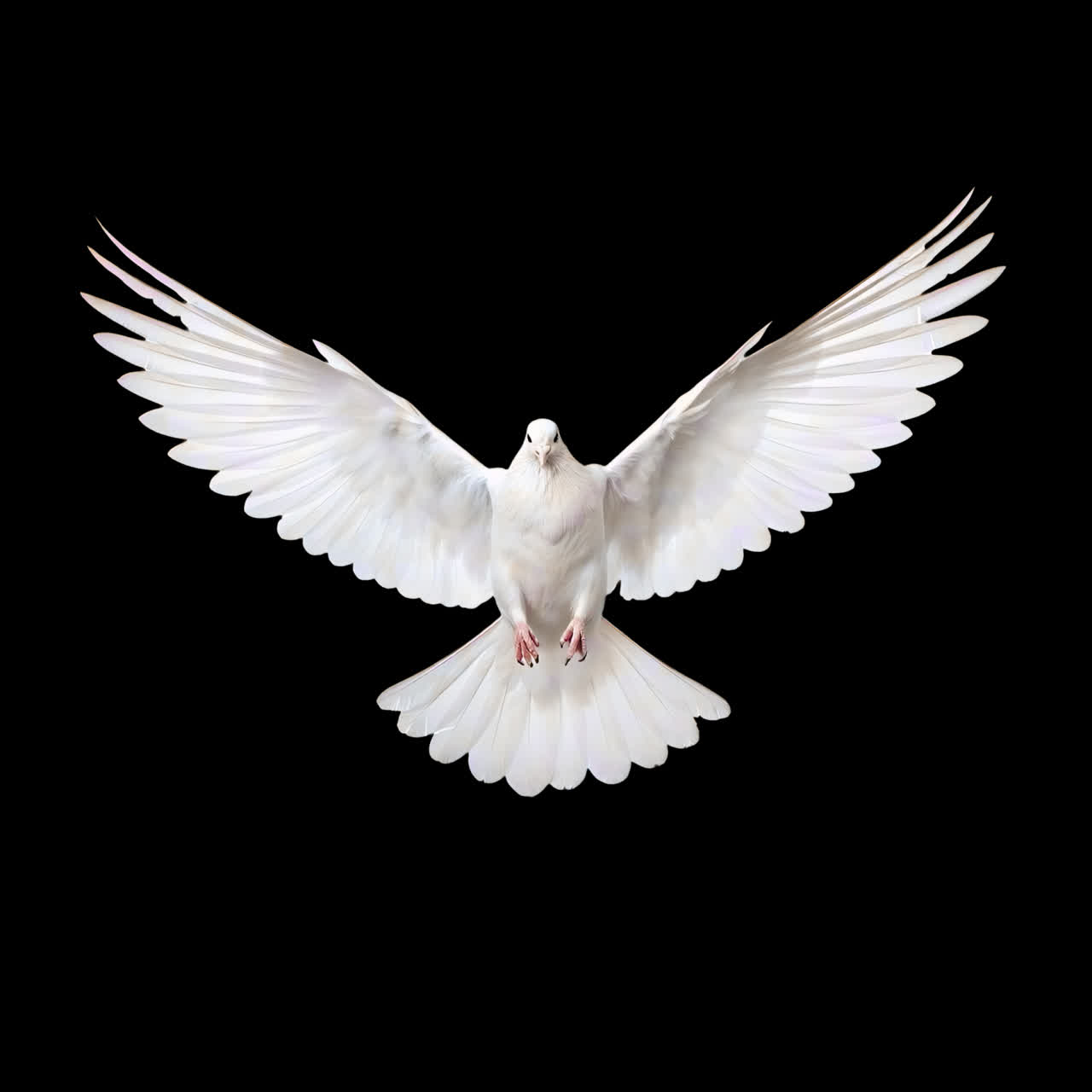 Animación de paloma blanca en pleno vuelo aislada, vídeos en 4K transparentes, canal alfa, ProRes