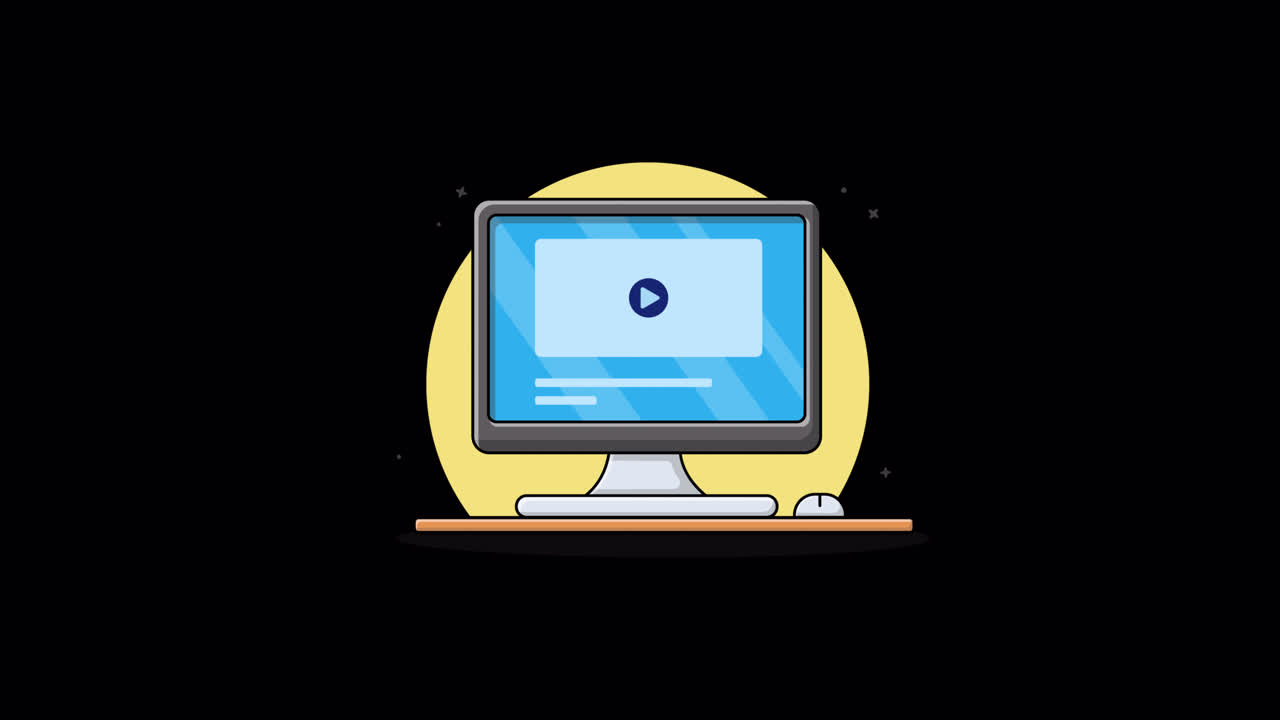 Animated Computer Monitor with Video Player Interface