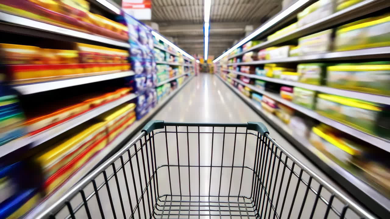 식료품 가게 에서 빈 쇼핑 카트