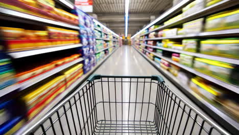 un carrito de compras vacío en una tienda de comestibles