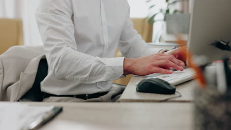 hands, business and man typing